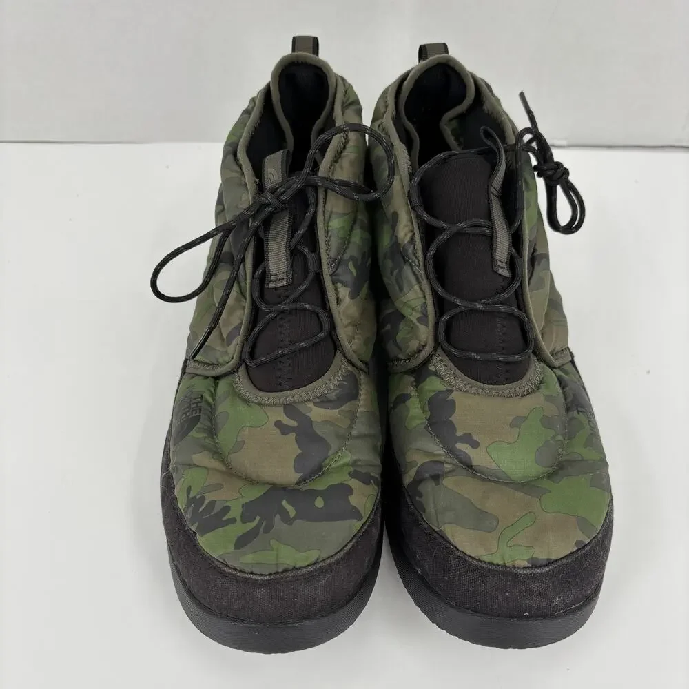 The North Face Chukka Boots Mens Size 10.5 Green Camo Quilted Puffer Insulated
